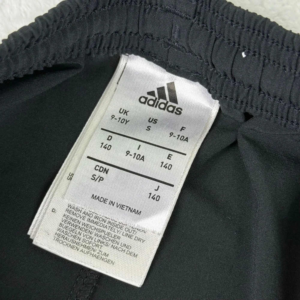 Adidas Kids Climalite Athletic Shorts Black White 3-Stripe Size S Small 9-10Y